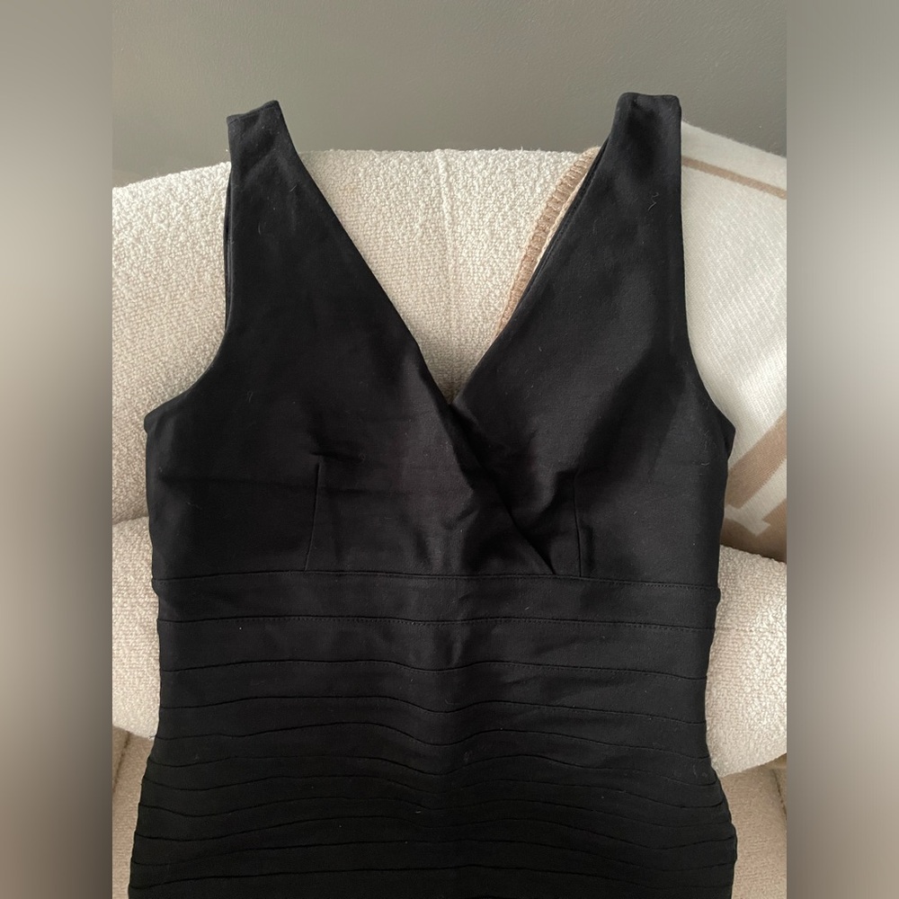 Express V-Neck Black Bodycon Ribbed Mini Dress - Picture 3 of 7